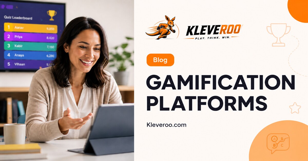 People using gamification platforms for classroom learning, employee training, and team trivia.